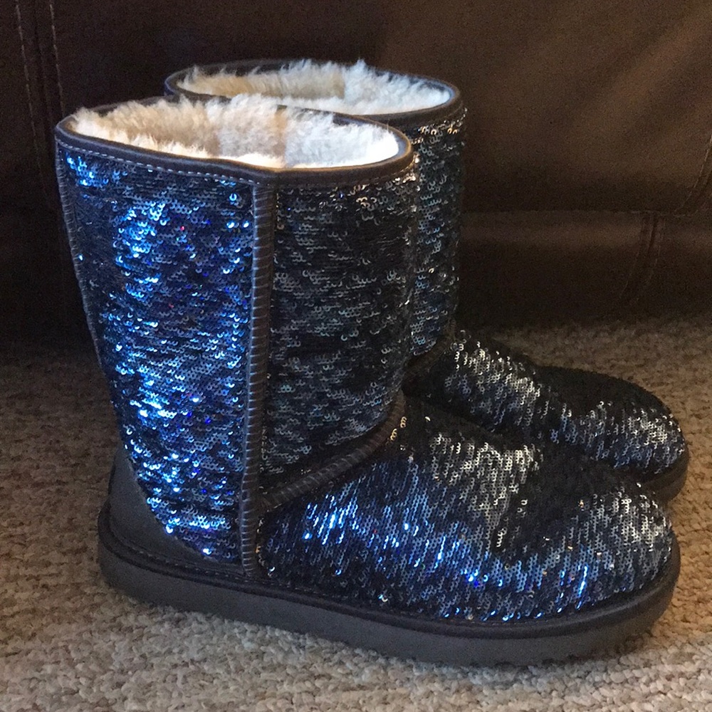 Blue and silver Ugg boots
